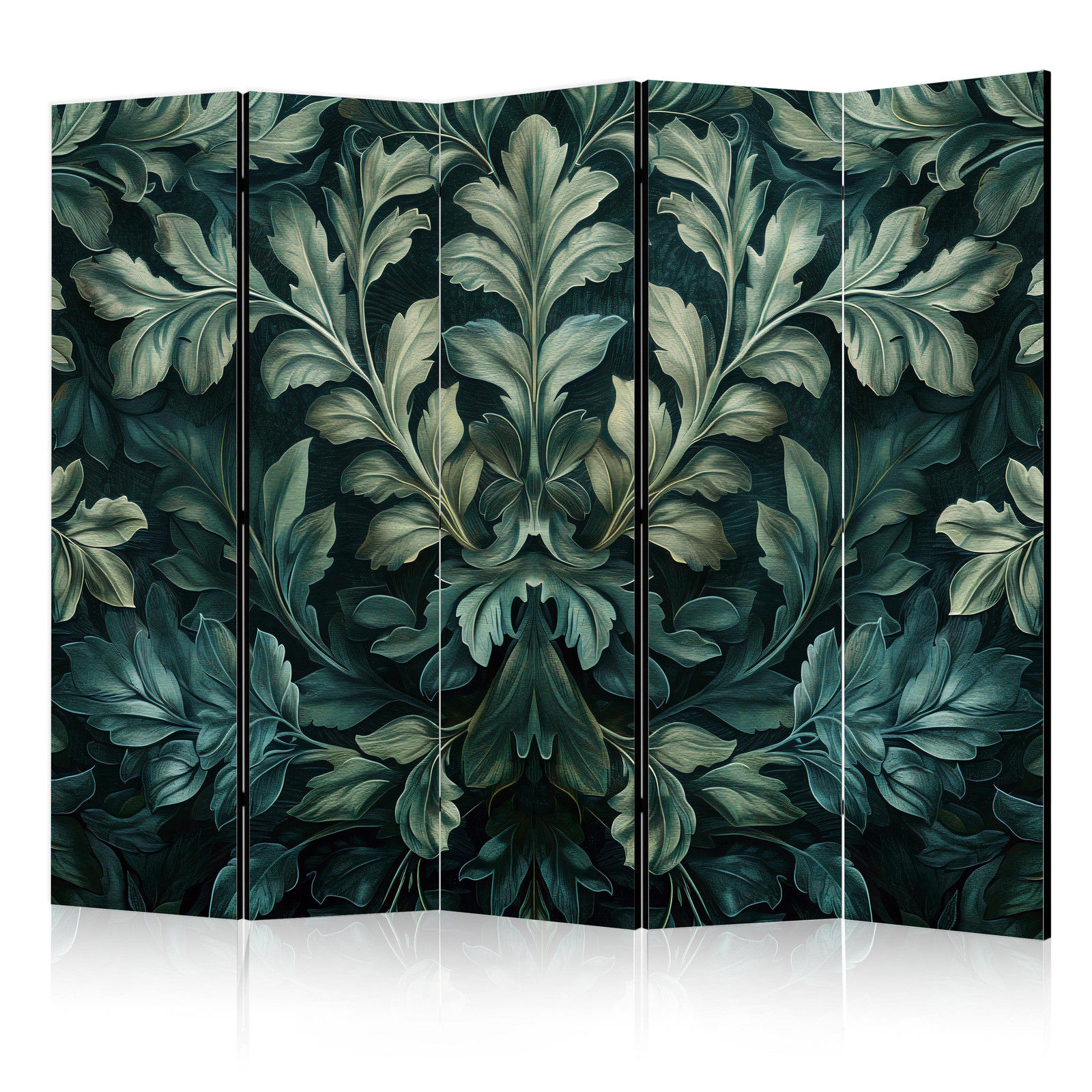 Διαχωριστικο Δωματιου - Dark Green Victorian Leaves - Botanical Carved Composition Μονης Οψης 225x172cm