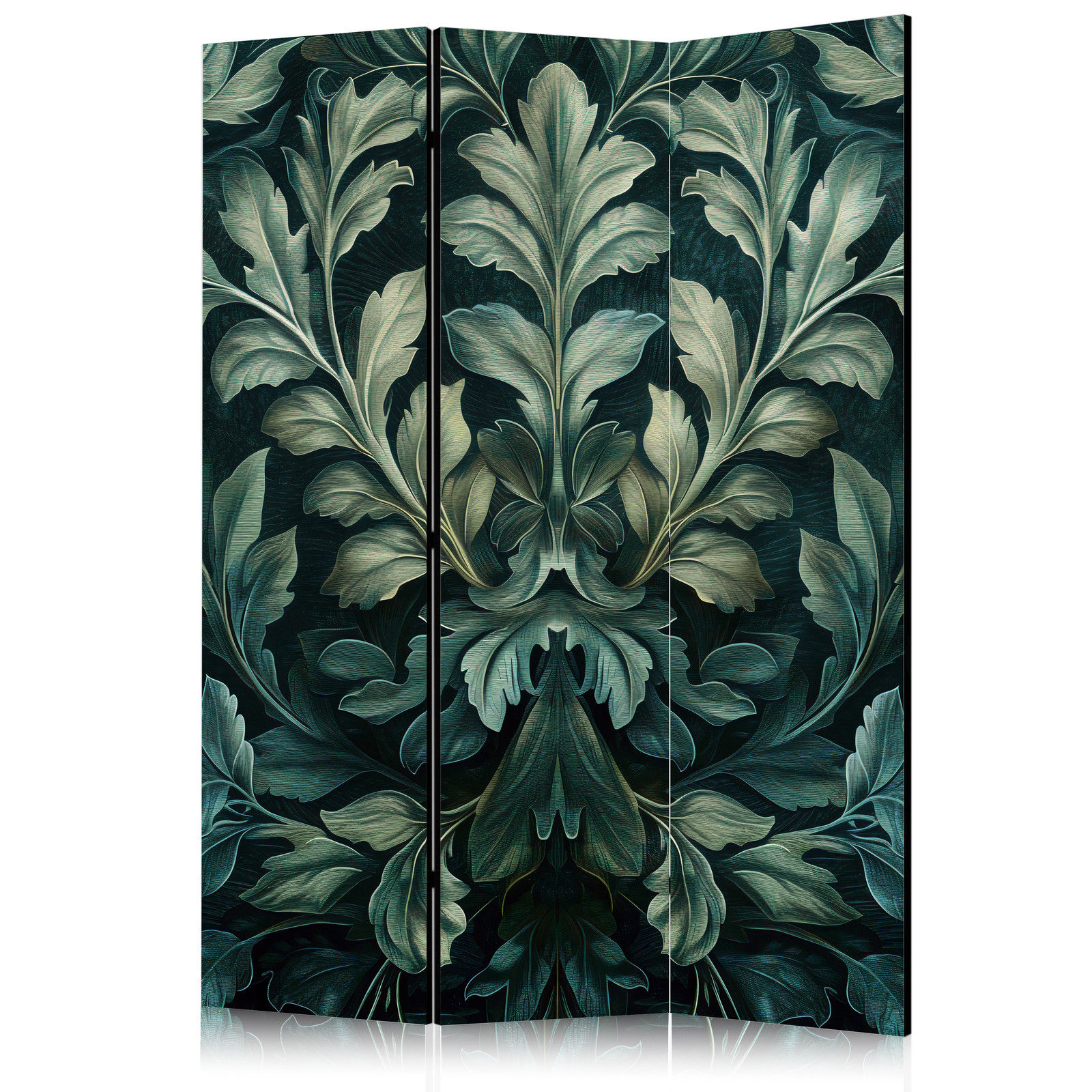 Διαχωριστικο Δωματιου - Dark Green Victorian Leaves - Botanical Carved Composition Μονης Οψης 135x172cm