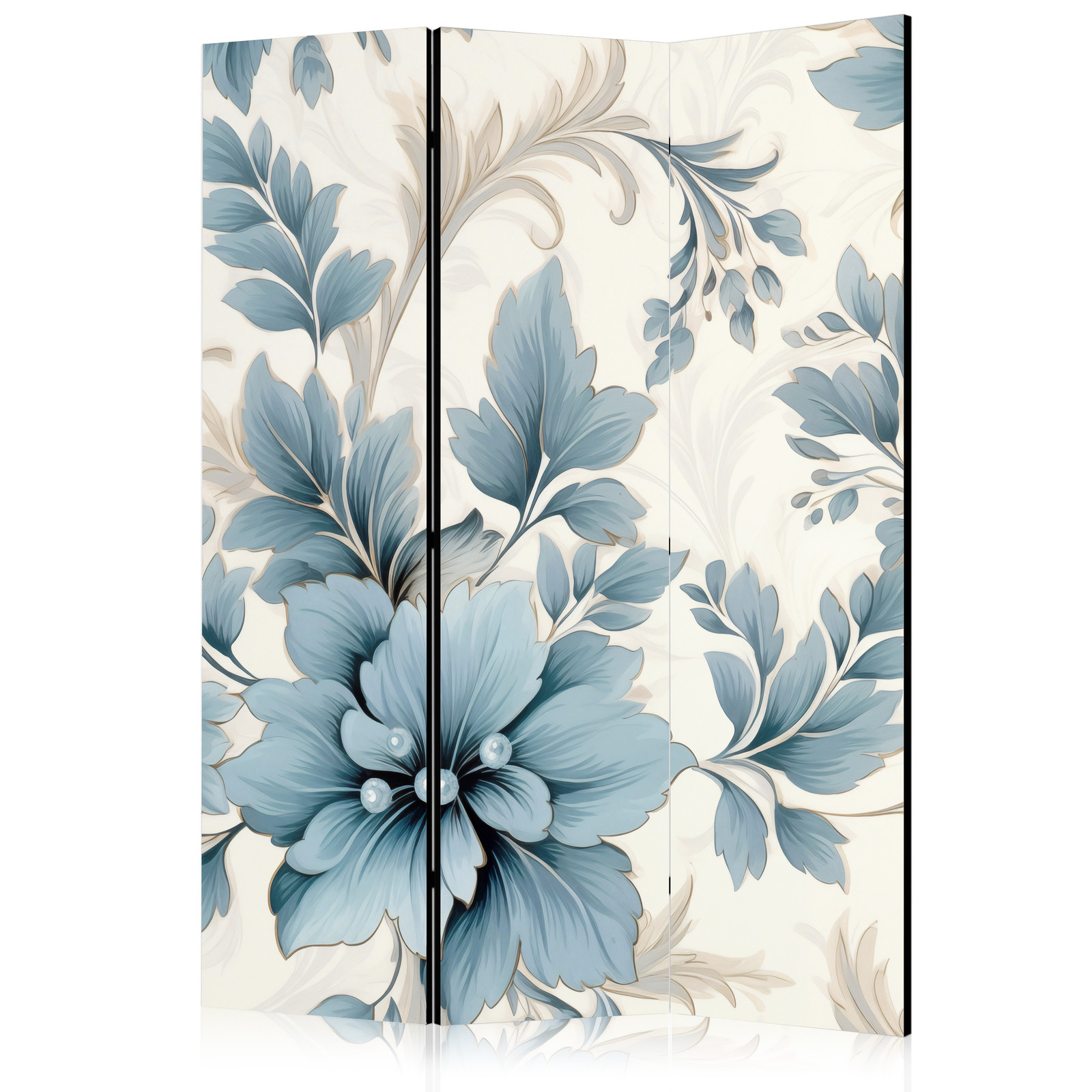 Διαχωριστικο Δωματιου - Turquoise Flowers In Retro Vibe; Floral Ornaments Διπλης Οψης 135x172cm