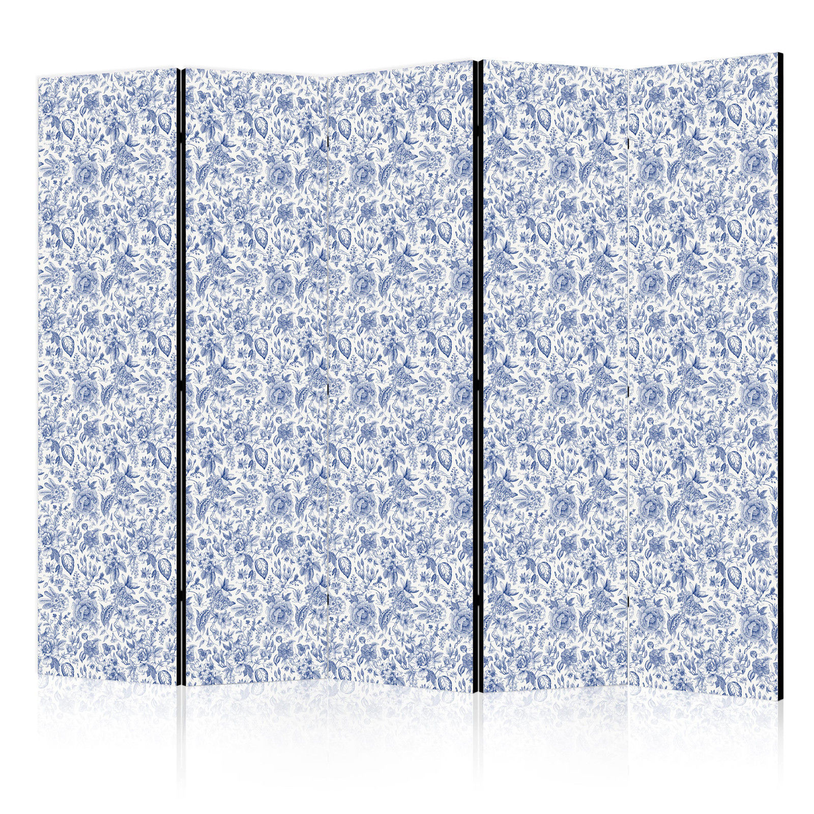 Διαχωριστικο Δωματιου - Illustration In Vintage Style - Blue Flowers On A White Background Ηχοαπορροφητικο 225x172cm