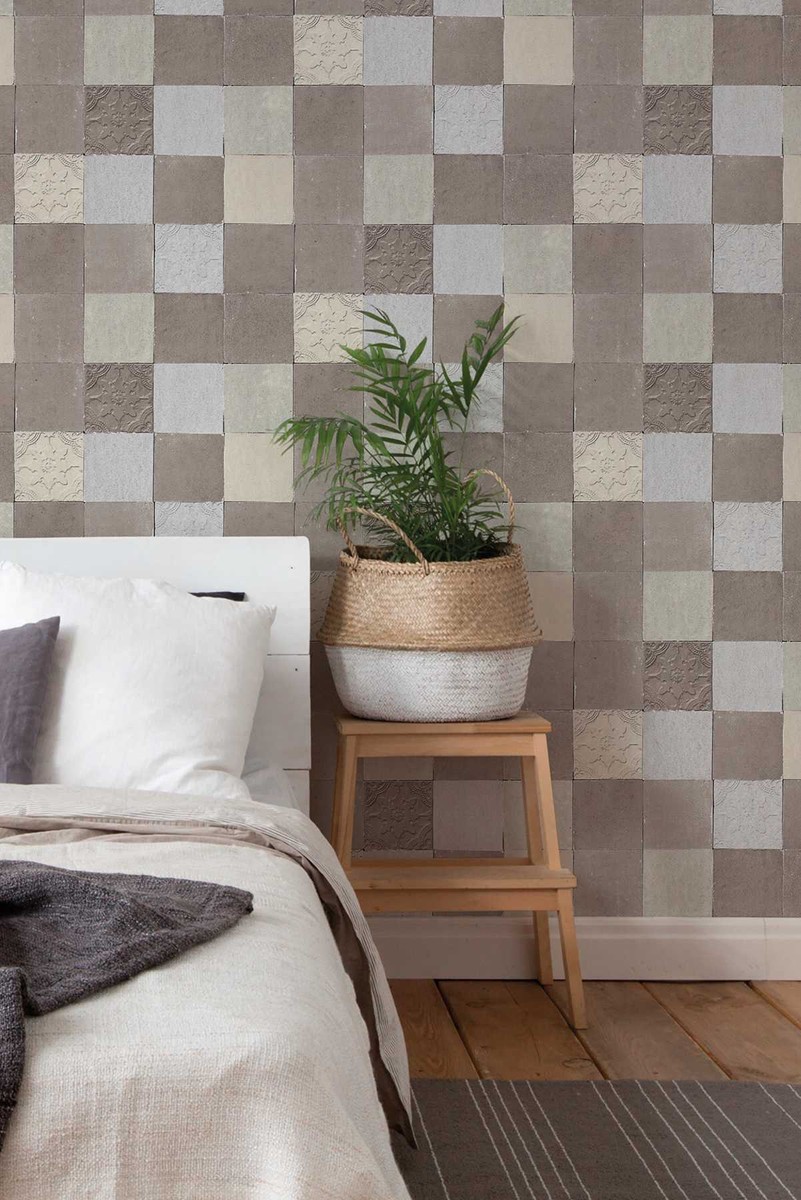 Ταπετσαρια Τοιχου Tiles Διαφορα Χρωματα