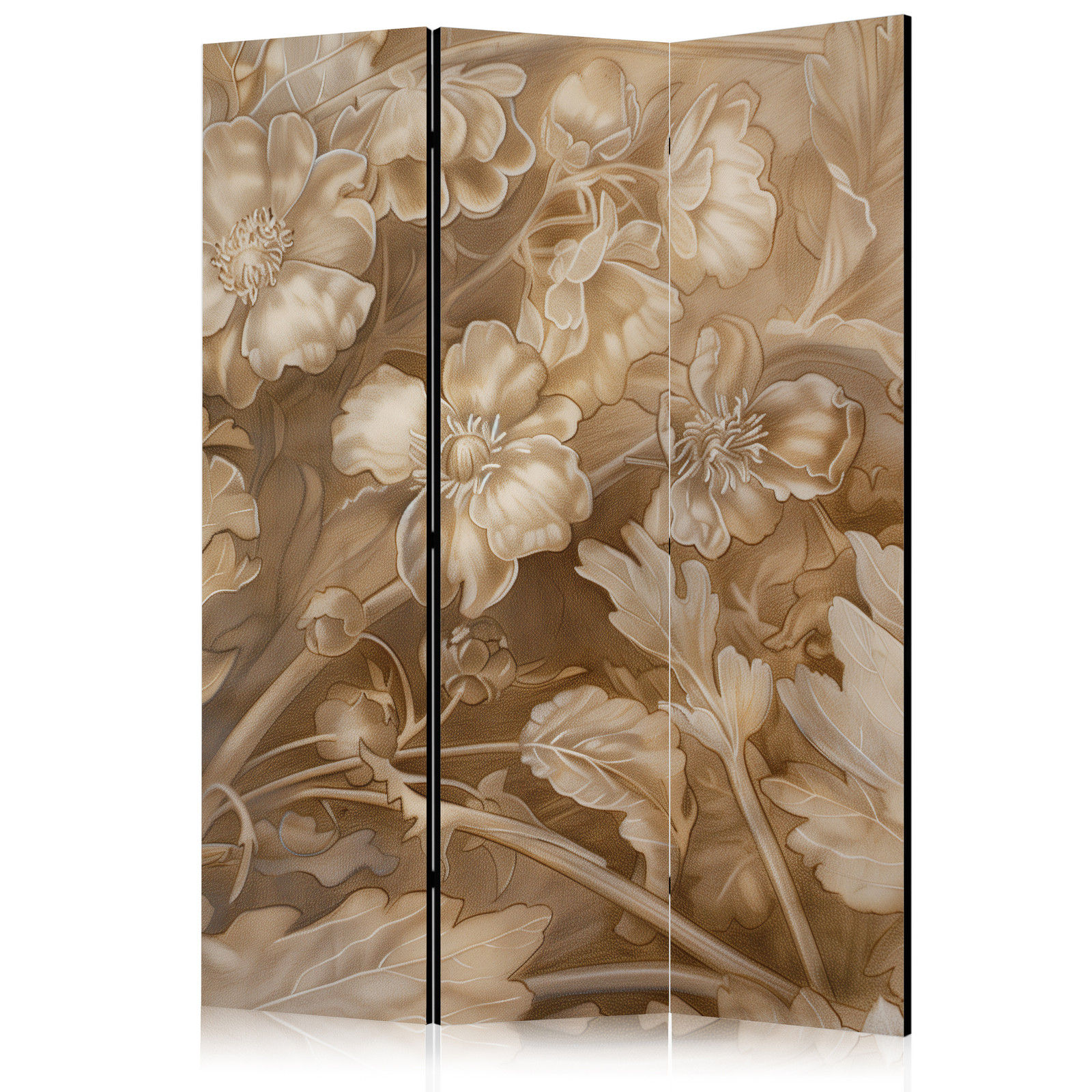 Διαχωριστικο Δωματιου - Carved Floral Ornaments In Soft Sepia And Brown Tones Ηχοαπορροφητικο 135x172cm
