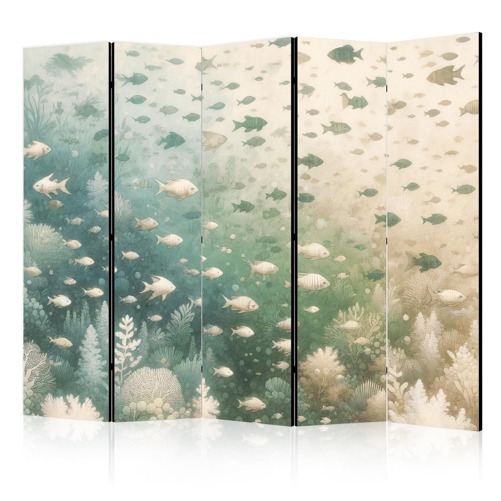 Διαχωριστικο Δωματιου - Fish And Diverse Vegetation - A Group Of Fish In Pastel Muted Colors Among Oceanic Vegetation Ηχοαπορροφητικο 225x172cm