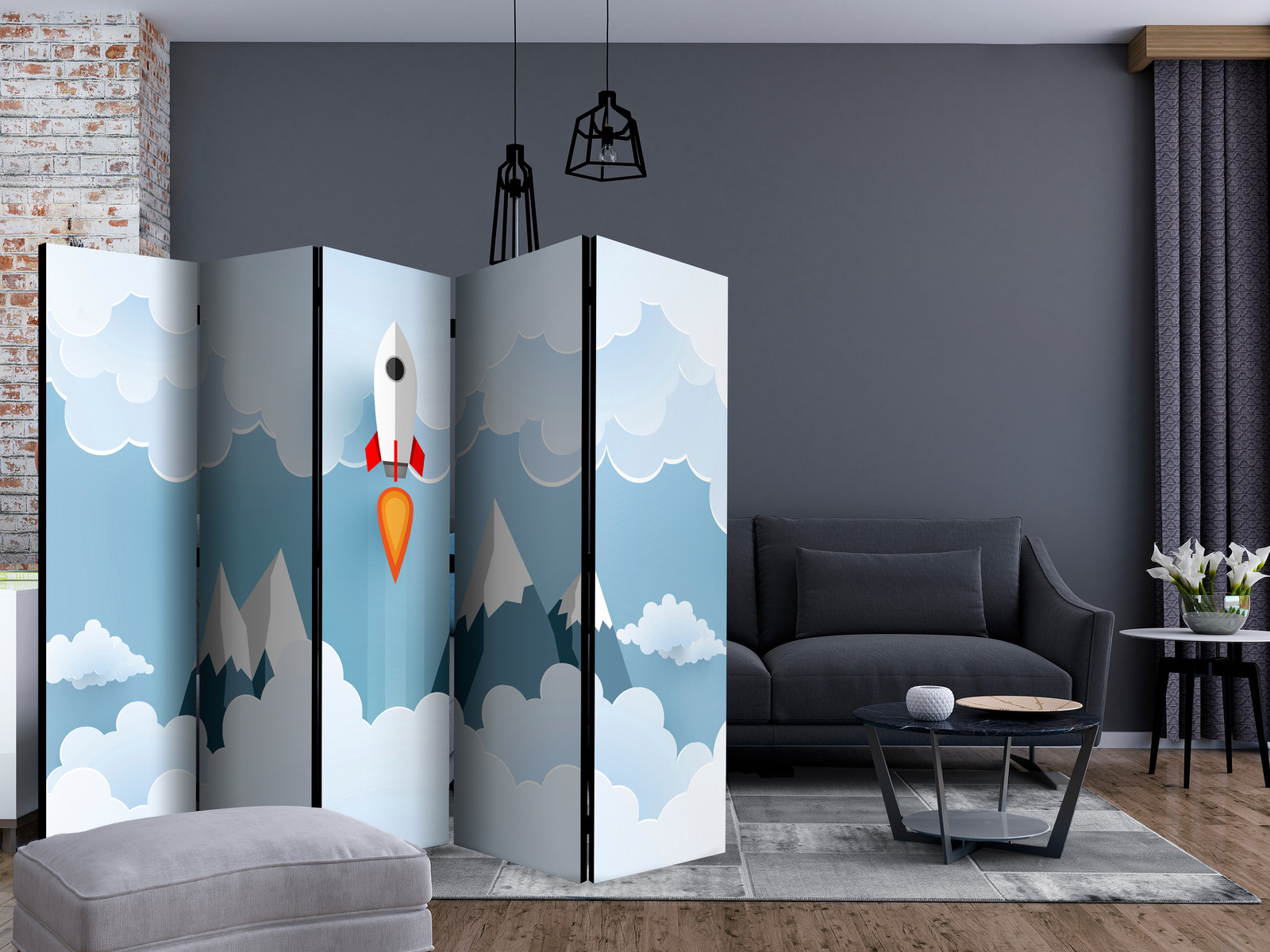 Διαχωριστικο Δωματιου - Rocket In The Clouds Ii Μονης Οψης 225x172cm