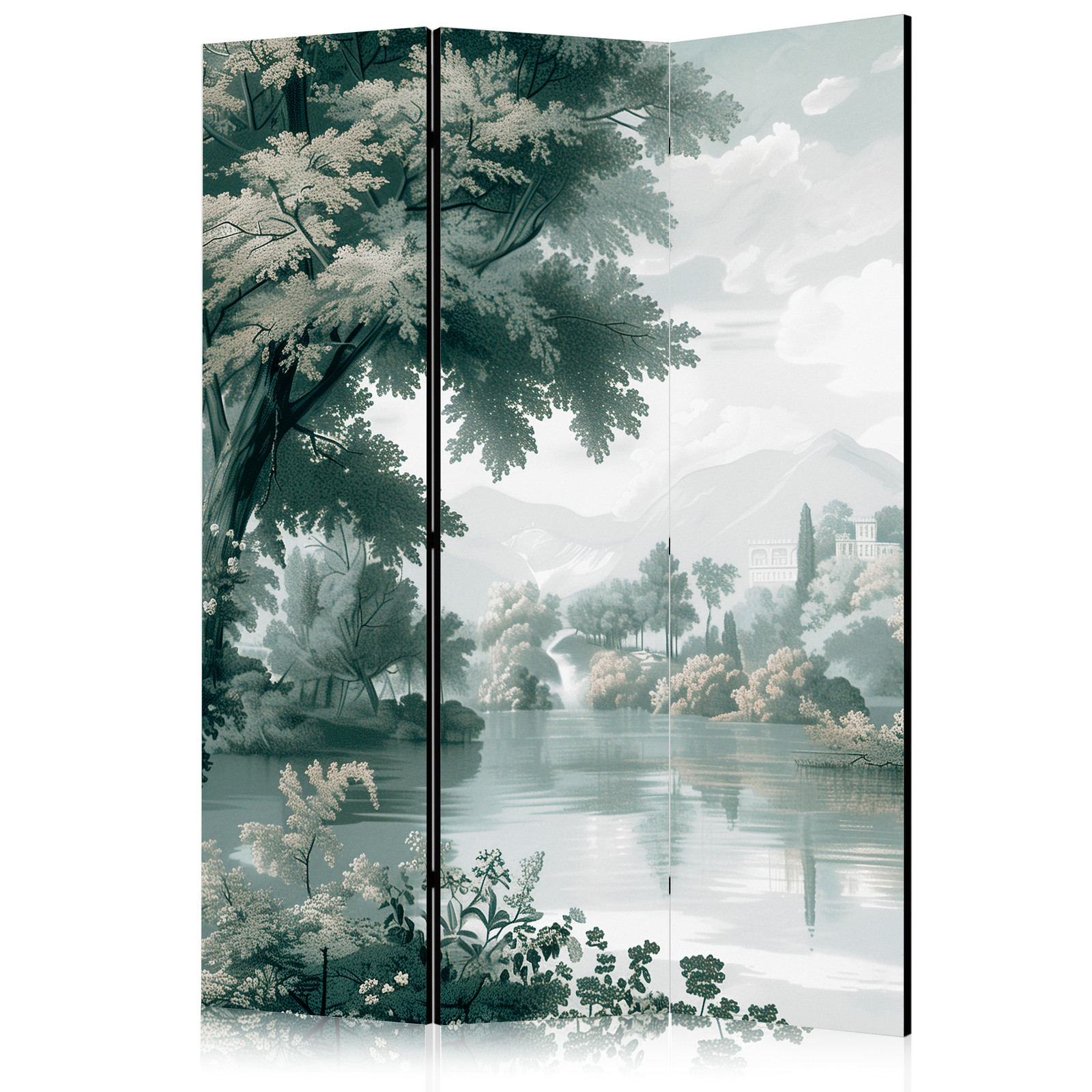 Διαχωριστικο Δωματιου - View Of The Park And Lake - Retro Vintage Landscape In Greens Μονης Οψης 135x172cm