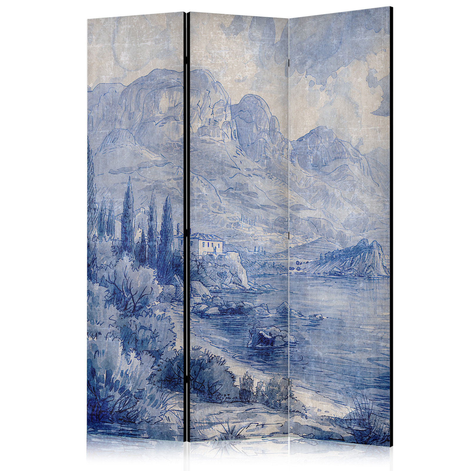 Διαχωριστικο Δωματιου - Italian Landscape - Lake Como Painted In Shades Of Blue Μονης Οψης 135x172cm