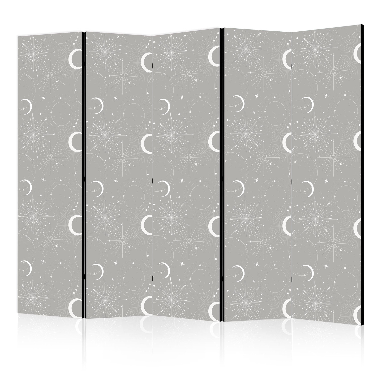 Διαχωριστικο Δωματιου - Cosmic Fireworks - Elegant Pattern With Moons And Stars On A Gray Background Ηχοαπορροφητικο 225x172cm