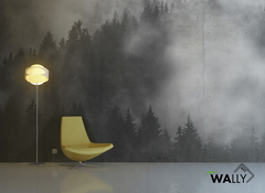 Concrete Wood Ταπετσαρια Τοιχου Ανθρακι