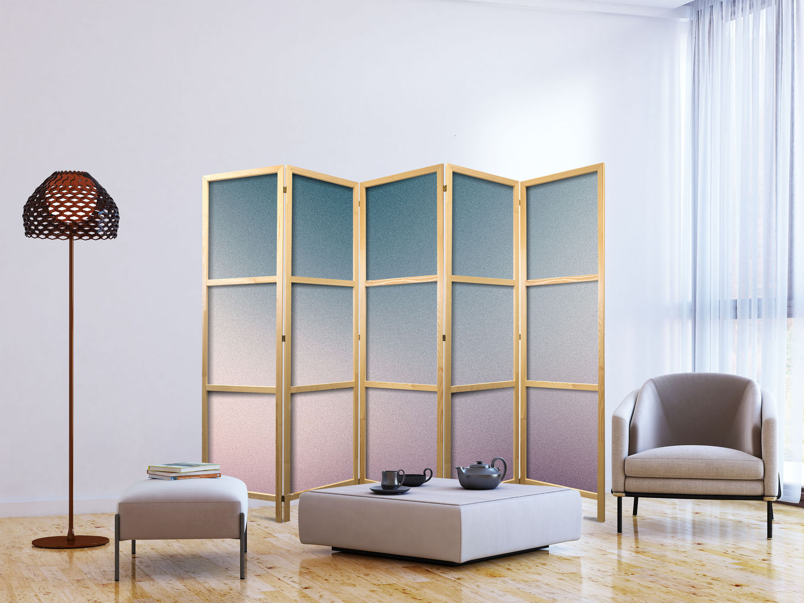 Ιαπωνικο Διαχωριστικο Δωματιου - Nostalgic Gradient - Gradient Composition In Muted Colors 225x172cm