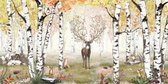 Amazing Antlers Autumn Ταπετσαρια Τοιχου Μπεζ