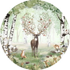 Amazing Antlers Summer Ταπετσαρια Τοιχου Ανοιχτο Πρασινο Στρογγυλη Διαφορα Μεγεθη