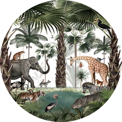 Animal Kingdom Ταπετσαρια Τοιχου Πρασινο Στρογγυλη Διαφορα Μεγεθη