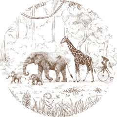 Animal Parade Ταπετσαρια Τοιχου Μπεζ Στρογγυλη Διαφορα Μεγεθη