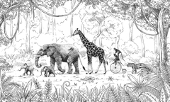 Animal Parade Ταπετσαρια Τοιχου Μαυρο