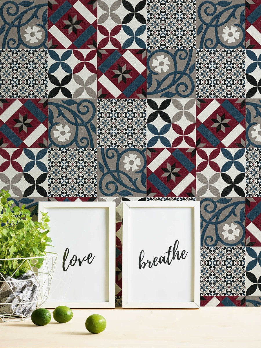 Ταπετσαρια Τοιχου Tiles Διαφορα Χρωματα