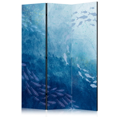 Διαχωριστικο Δωματιου - Schools Of Fish - Luminous Clusters Of Fish In Blue Hues Amidst The Sea Depths Διπλης Οψης 135x172cm