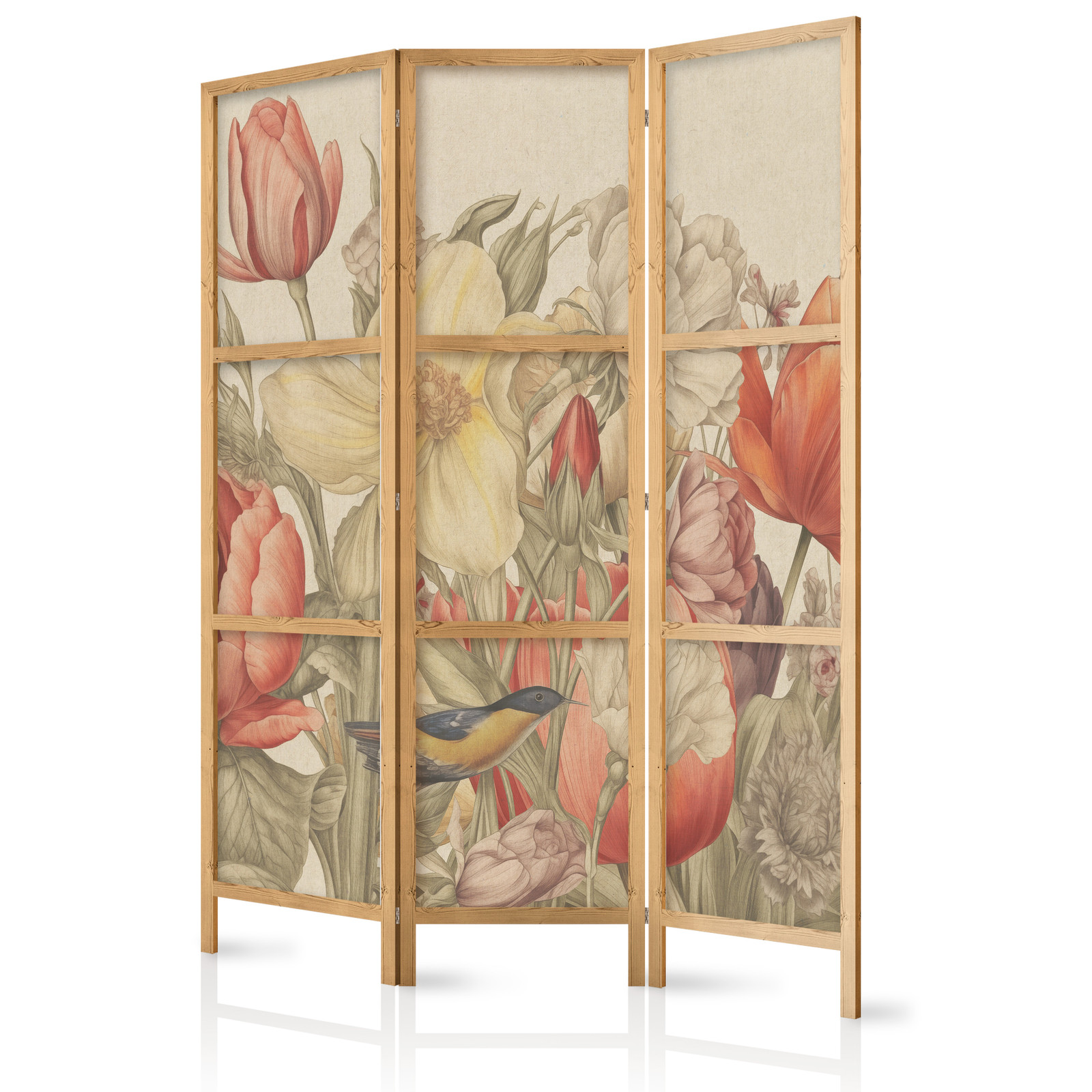 Ιαπωνικο Διαχωριστικο Δωματιου - Bouquet With Tulips - Colorful Flowers On A Light Background - Illustration 135x172cm