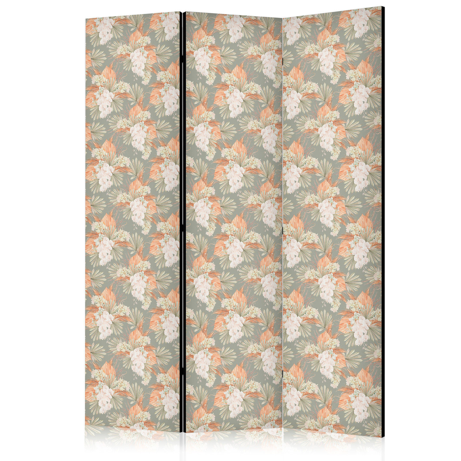 Διαχωριστικο Δωματιου - Little Bouquets - Exotic Flowers And Leaves On A Gray-green Background Ηχοαπορροφητικο 135x172cm
