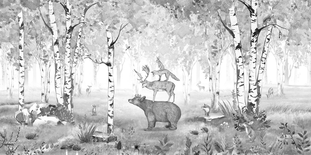 Bear King Ταπετσαρια Τοιχου Γκρι