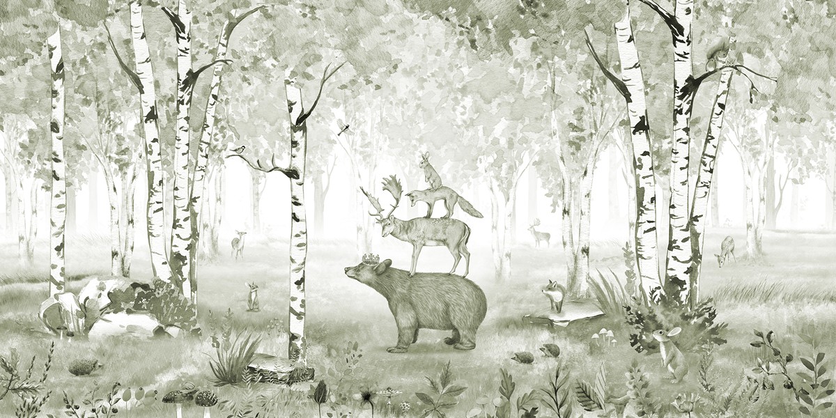 Bear King Ταπετσαρια Τοιχου Πρασινο