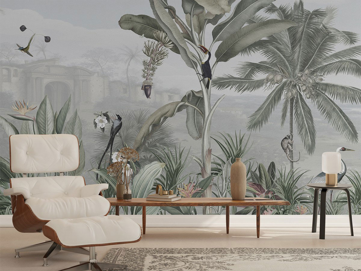 Botanical Beauty Panorama Ταπετσαρια Τοιχου Πρασινο