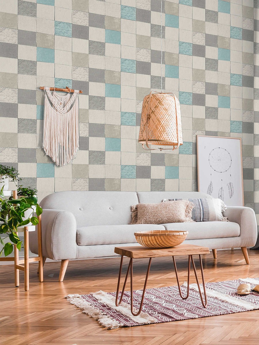 Ταπετσαρια Τοιχου Tiles Διαφορα Χρωματα