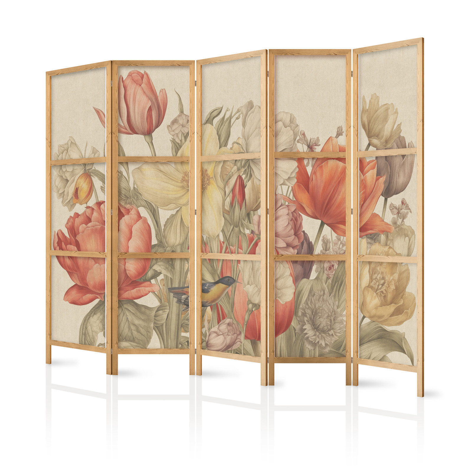 Ιαπωνικο Διαχωριστικο Δωματιου - Bouquet With Tulips - Colorful Flowers On A Light Background - Illustration 225x172cm