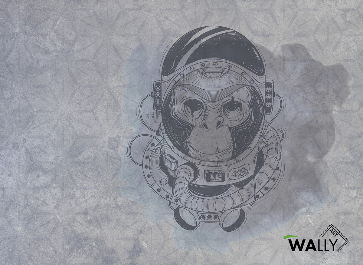 Space Monkey Ταπετσαρια Τοιχου Μοβ