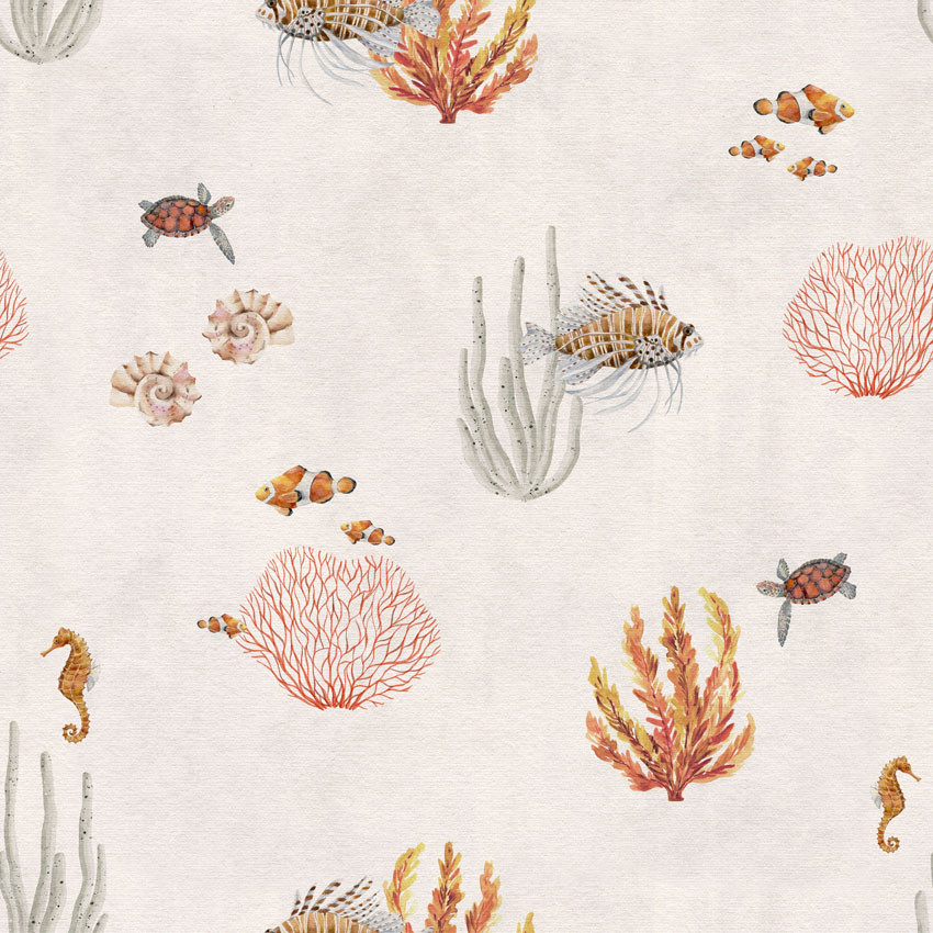 Coral Garden Ταπετσαρια Τοιχου Υπολευκο