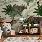 Φωτοταπετσαρια - Jungle Land With Animals In The Style Of Old Engravings Αδιαβροχη 250x175cm