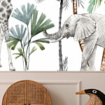 Φωτοταπετσαρια - Jungle Animals Wallpaper For Children's Room In Cartoon Style Αδιαβροχη 400x280cm