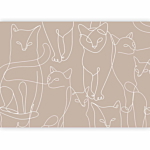 Φωτοταπετσαρια - Cat Lineart - Minimalist Sketches Of White Cats On Beige Background Αδιαβροχη 350x245cm