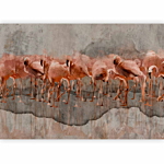 Φωτοταπετσαρια - Exotic Birds - Pink Flamingos With Shadow On Grey Concrete Background Αδιαβροχη 400x280cm