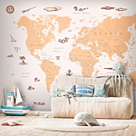 Φωτοταπετσαρια - Sea Wolf Map - Countries With Pirate Illustrations Αδιαβροχη 350x245cm