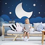 Φωτοταπετσαρια - Moon Dream - Clouds On A Dark Blue Sky With Stars For Children Αδιαβροχη 350x256cm