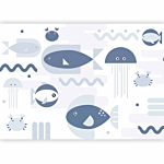Φωτοταπετσαρια - Minimalist Ocean - Geometric Fish And Crabs In Water For Kids Αδιαβροχη 100x70cm