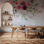 Φωτοταπετσαρια - Summer Bloom - Plant Motif With Flowers And Leaves In Pink Tones Αδιαβροχη 400x280cm
