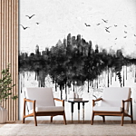 Φωτοταπετσαρια - Big City - Abstract City Skyline In Black Watercolour Style Αδιαβροχη 400x280cm