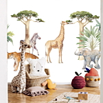 Φωτοταπετσαρια - Jungle Animals On White Background Made With Watercolour Technique Αδιαβροχη 150x105cm
