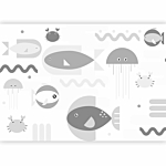Φωτοταπετσαρια - Minimalist Grey Ocean - Geometric Fish In Water For Children Αδιαβροχη 400x280cm