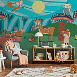 Φωτοταπετσαρια - Adventures In The Forest - Forest Animals In An Indian Theme For Children Αδιαβροχη 250x175cm