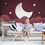 Φωτοταπετσαρια - Moon Dream - Clouds In A Maroon Sky With Stars For Children Αδιαβροχη 400x280cm