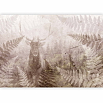 Φωτοταπετσαρια - Forest Motif - Deer With Antlers Among Fern Leaves On Concrete Pattern Αδιαβροχη 250x175cm