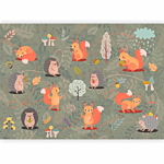 Φωτοταπετσαρια - Friends From The Forest - Colourful Forest With Mushrooms And Animals For Children Αδιαβροχη 300x210cm