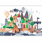 Φωτοταπετσαρια - A Colourful Treasure Island With A Castle - A Pirate Ship At Sea For Children Αδιαβροχη 300x210cm