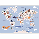 Φωτοταπετσαρια - World Map With Animal Illustrations Αδιαβροχη 300x210cm