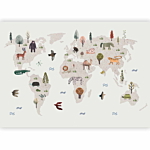 Φωτοταπετσαρια - Beige World - Continents With Animals In Muted Colours Αδιαβροχη 400x280cm