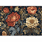 Φωτοταπετσαρια - Tapestry Large Flowers Retro Floral Motif In Kilim Style Αδιαβροχη 200x140cm