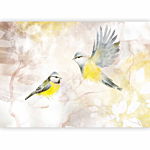 Φωτοταπετσαρια - Painted Tits - Bird Motif With Patterns In Yellow And Beige Tones Αδιαβροχη 450x315cm