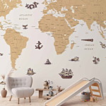 Φωτοταπετσαρια - Sea Wolf Map - Countries With Pirate Illustrations Αδιαβροχη 350x245cm